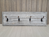 Vintage style whitewashed wood coat rack