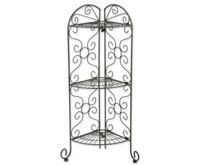 Antique style green corner plant stand

Show off your green thumb with this gorgeous plant stand! Perfect for both indoors and outdoors, this stand features an antiqued faux-verdigris finish and three shelves, which can be adjusted for tall plants. It will look good anywhere in your home from a statement porch piece, sun room storage, garden enhancement, or patio accent. Customize with the greenery of your choice and watch your home bloom!&nbsp;

Materials:
Metal

Dimensions:
12 1/2" wide x 9" deep x 30 1/4