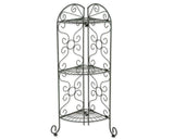 Antique style green corner plant stand

Show off your green thumb with this gorgeous plant stand! Perfect for both indoors and outdoors, this stand features an antiqued faux-verdigris finish and three shelves, which can be adjusted for tall plants. It will look good anywhere in your home from a statement porch piece, sun room storage, garden enhancement, or patio accent. Customize with the greenery of your choice and watch your home bloom!&nbsp;

Materials:
Metal

Dimensions:
12 1/2" wide x 9" deep x 30 1/4