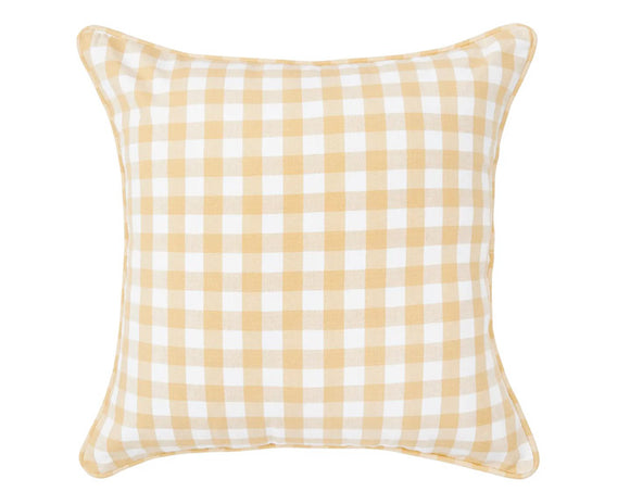 Cornsilk yellow gingham check square pillow