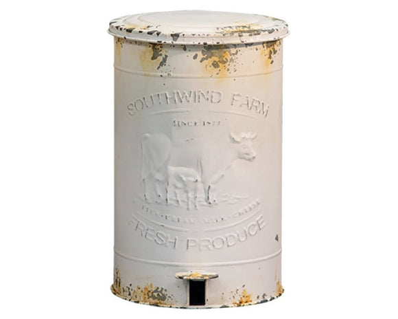 Vintage-style cylindrical container with 'Southwind Farm' branding on a white background