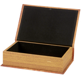 Vintage brown book box

This decorative box displaying the appearance of a book features a textured canvas wrap displaying the exterior of a vintage brown book with distressed details. The front cover opens to reveal a velvet lined space for storing items and a magnet closure for secure storage when standing up. It can be used upright as a book or displayed laying down with the cover open and decorative accents inside.

Materials:
Canvas, velvet, metal, chipboard

Dimensions:
7" wide x 2 3/4" deep x 10 1/2"