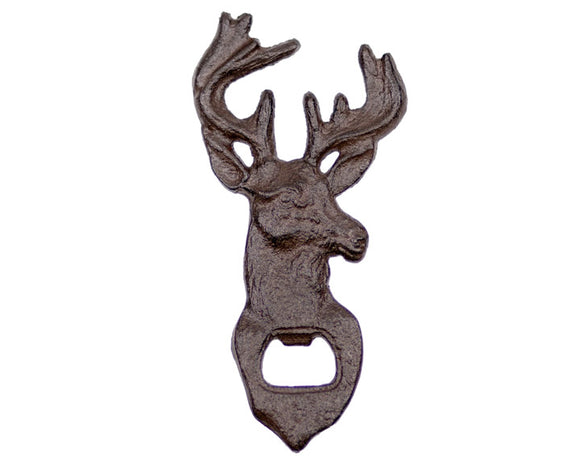 Decorative bottle opener shaped like a deer head on a white background