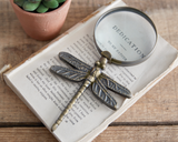 Decorative metal dragonfly magnifying glass

An ideal and stylish desk accessory, our dragonfly magnifying glass is a handy addition to a home office. It features a distinguished antique brass finish that boasts a cultivated aesthetic.

Materials:
Metal

Dimensions:
4" wide x 1/2" deep x 7 1/2" long