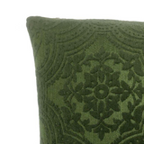 Emerald green traditional damask accent pillow