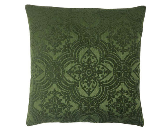 Emerald green traditional damask accent pillow