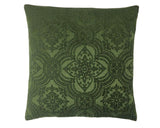 Emerald green traditional damask accent pillow