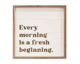 Framed motivational quote 'Every morning is a fresh beginning.' on a white background