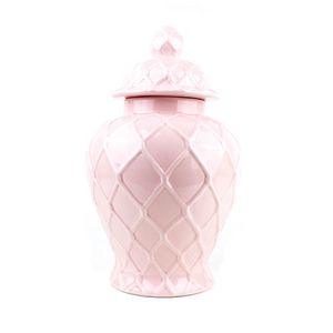Pink textured ginger jar

Introducing this elegant ginger jar that is perfect for adding a touch of classic beauty to your interior design. This lovely jar features an intricate textured pattern and removable lid. It is ideal for enhancing any collection of home decor, no matter the theme. Use as a standalone piece, showing off a freshly picked bouquet of flowers or combine it with the matching small and extra-large jars for an even more spectacular effect.

Materials:
Dolomite