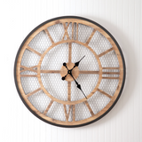 Rustic farmhouse chicken wire wall clock

This charming clock will make you feel right at home with the farm. Rustic, yet stylish and functional, this clock is an impressive focal point on a wall. It requires one AA battery, which is not included.&nbsp;

Materials:
Wood, metal, plastic

Dimensions:
1 1/4" deep x 28 1/2" diameter
