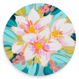 Set of 4 colorful floral coasters

A garden party would not be complete without designer Julie Marriott's painted pink flowers holding your beverage! Each coaster features a colorful floral picture. Each one is made of ceramic with a matte sandstone surface finish. The bottom of the coaster is covered in cork to protect your furniture.

Your purchase includes one coaster of each design.&nbsp;

These coasters are proudly made in the USA.

Materials:
Ceramic

Dimensions:
4" diameter