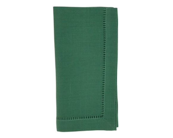 forest green cloth napkins with hemstitched edge