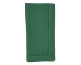 forest green cloth napkins with hemstitched edge