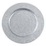 Round gray stone plate on a white background