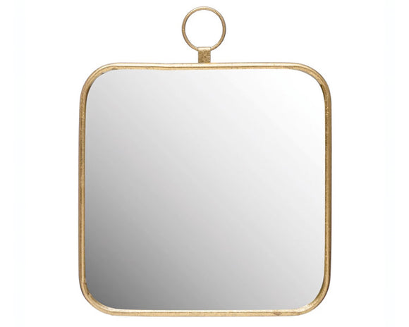 Gold framed wall hanging mirror with loop

A glamorous wall mirror that showcases a rounded edge and a circle wall mount in a gilded finish. Perfect for adding a touch of luxury and elegance to any living room, bedroom, or hallway. It comes with hanging mechanisms for easy installation and can be hung vertically. 

Materials:
Metal, glass, wood

Dimensions:
15 3/4