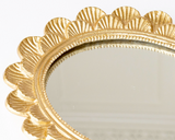 Elevate your living space with mirrored tray, a perfect blend of elegance &amp; functionality. It is expertly crafted from durable aluminum with a chic gold finish, adding a touch of sophistication to any room. Whether used as a centerpiece on your dining table or a stylish organizer for your favorite perfumes on your vanity, its reflective surface highlights your decor with a touch of glamour. Designed in the USA &amp; imported, the tray includes a convenient hook for hanging, allowing it to double as a wa