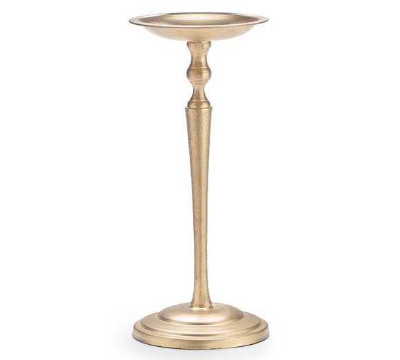 Gold aluminum metal pillar candle holder