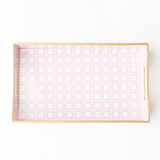Featuring a sophisticated pink cane print, this tray adds a touch of refined pattern and subtle visual interest to your tabletop or decor. The classic lattice-inspired design brings texture and elegance, making it perfect for serving, entertaining, or as a stylish decorative accent that elevates any space. #preppy