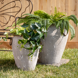 Outdoor rustic urn planter set

Change up your outdoor decor with this set of two rustic gray urn planters. Perfect for planting a variety of colors and textures, these attractive containers come with handles for easy movement and a drain hole and stopper in the bottom of each to help keep soil in place while watering. Bring life to any outdoor space with the beauty of these urn planters today!

Materials:
Metal, rubber, plastic