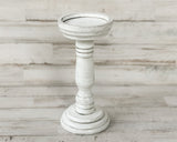 White gray short pillar candle holder
*Made to order*

If you’re looking for farmhouse dining table decorations or shelf decor, look no further! These wooden candle holders complement almost any home or dining room decor. Place several of these candlesticks in a group on a dining room table for centerpiece or on a mantel in a living room for a vintage-inspired spring candlescape.