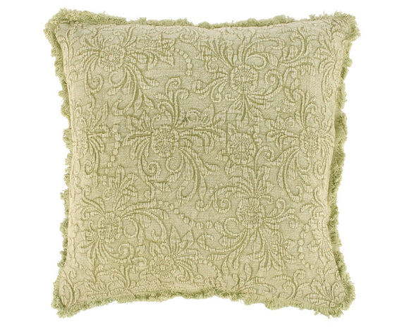 Muted green floral damask throw pillow

This decorative pillow features an embossed floral pattern on textured fabric in a vintage green color palette with a coordinating fringe trim and stonewashed green cotton on the back. It includes a zipper for easy removal. This pillow is a great everyday home accent that adds vintage style to any room.

Materials:
Cotton, polyester fill

Dimensions:
16