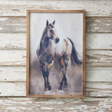 Neutral standing horse framed artwork decor

This horse wall art is a framed canvas print. It features a horse staring off in the distance flanked by neutral tones. It would add a nice touch to country and western decor.&nbsp;

Materials:
Canvas, wood, hanging hardware

Dimensions:
16" wide x 1/2" deep x 24" long