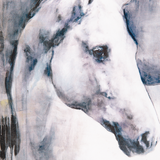 Artistic depiction of a horse's head with watercolor textures