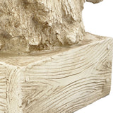 Macro view focusing on the intricate, chiseled textures and faux-grain markings of the durable polyresin horse sculpture.
