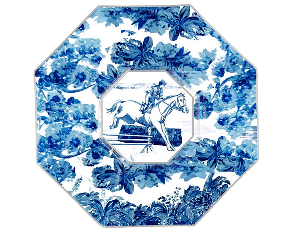 Beautiful blue toile equestrian jumper plate