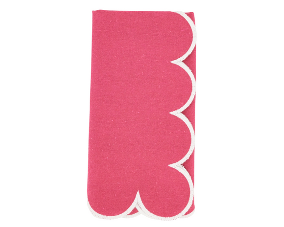Hot pink cloth napkin with white scallop hem

Infuse elegance into your table setting with these napkins. The delicate scalloped edges bring a touch of sophistication to every meal. Elevate your dining experience with these timeless and refined napkins.

Materials:
Cotton

Dimensions:
20