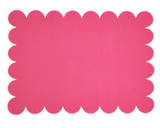 Hot pink scalloped hem dining table placemat

These lovely placemats are perfect for your Southern farmhouse dining area. Each placemat features a scalloped edge with a white hem along the border. These are a stylish way to romanticize the ordinary.&nbsp;

These placemats are sold individually or in sets of four.

Materials:
Cotton blend

Dimensions:
14" high x 20" wide
