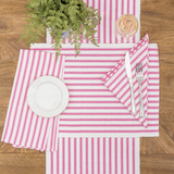 Ticking stripe placemat in fuchsia pink