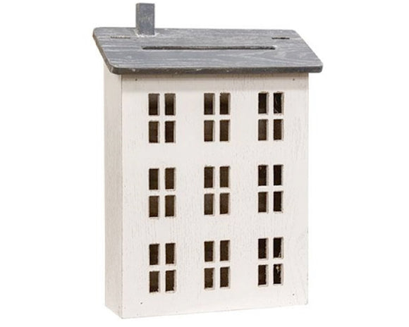 Farmhouse post box

This wooden post box features a saltbox-style design. The box has been painted in a creamy white and then distressed for an aged look. Its roof serves as a functional latch for storing stationery. The box can be displayed freestanding or hung by the installed saw-tooth hanger at the back.

Materials:
Wood

Dimensions:
11