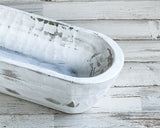 Long white rustic distressed bowl centerpiece