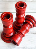 Country farmhouse barn red candlestick set
