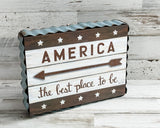 Neutral brown 'America' patriotic box sign