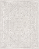 White decorative rug with geometric pattern on a white background
