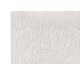 White textured diamond patterned rug on a white background