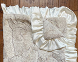 Luxurious ivory quartz Minky ruffle blanket