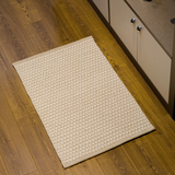 Lightweight beige and white accent rug

This lightweight rug is durable and reversible.&nbsp;It features a geometric diamond pattern of beige and white.&nbsp;It goes great with several different home decor styles. Kilim rugs are pileless and flat-woven. Its low height is easy to clean and move around, and is perfect for high traffic zones such as kitchens, hallways, and entryways.&nbsp;

Materials:
Wool and cotton blend

Dimensions:
2' wide x 3' long

Care:
Spot-clean only&nbsp;