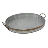 Large oval galvanized metal serving tray with handles, Kitchenware, Classic Country, JaBella Designs