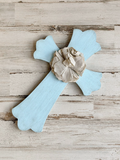 Light blue embellished wooden cross