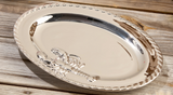Coastal silver-plated platter with rope design and lobster accent
