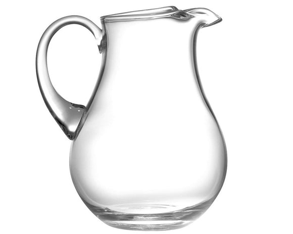 This lead-free crystalline round water pitcher is designed to coordinate beautifully with any tabletop decor. Rest assured this 64-ounce pitcher will make a statement of elegance, thereby changing the ambiance from the simplest affair to an upscale event. 

Materials:
Crystal glass

Dimensions:
8 3/4