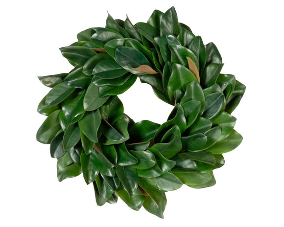 Traditional artificial green magnolia leaf wreath