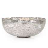 Decorative silver bowl on a white background