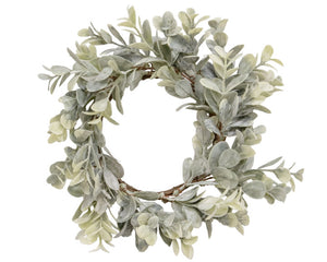 Muted boxwood candle ring

This boxwood candle ring will add natural notes to your space. This full, boxwood style candle ring has a lovely ombre green color scheme with a light white dusting an understated feel. Perfect for candles or used as a small wreath, this ring will complement a wide variety of colors and decor. The subtle coloring and style of this ring makes it possible to use it year round.

Materials:
Plastic, foam

Dimensions:
3 1/2" inside diameter&nbsp;
7" diameter overall