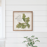 This unique piece featuring the verse Isaiah 61:3 is a simple way to bring beauty and charm to any wall or shelf within the home. It is made from high quality American hardwood planks with a hand-painted face, and printed with UV cured ink, and is framed in a natural walnut frame. Each piece is unique with its own personality, marks, wood grain, and look. This item is proudly made in the USA.