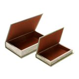 Two wooden boxes with red interior on a white background