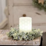 Muted boxwood candle ring

This boxwood candle ring will add natural notes to your space. This full, boxwood style candle ring has a lovely ombre green color scheme with a light white dusting an understated feel. Perfect for candles or used as a small wreath, this ring will complement a wide variety of colors and decor. The subtle coloring and style of this ring makes it possible to use it year round.

Materials:
Plastic, foam

Dimensions:
3 1/2" inside diameter&nbsp;
7" diameter overall